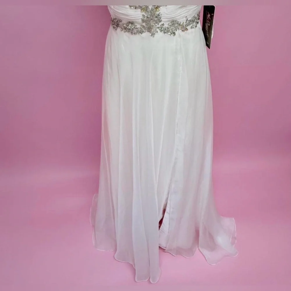 Mac Duggal White Strapless Dress with Silver Embellishments - Picture 9 of 9